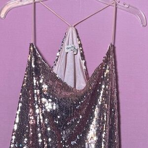 rose gold sequin cami top